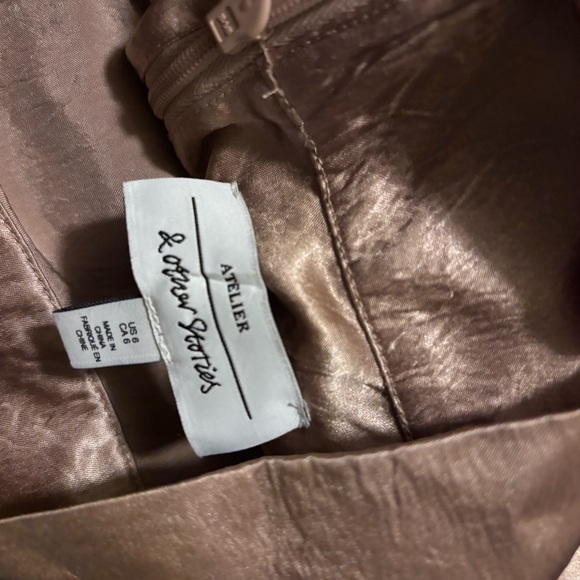 & Other Stories Shimmering Gold trumpet sleeve lace up back dress size 6 - Picture 4 of 5